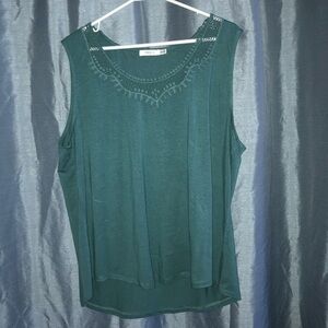 Ricki's xxl Green Tank Top with Rounded Neckline- lace embellishments-